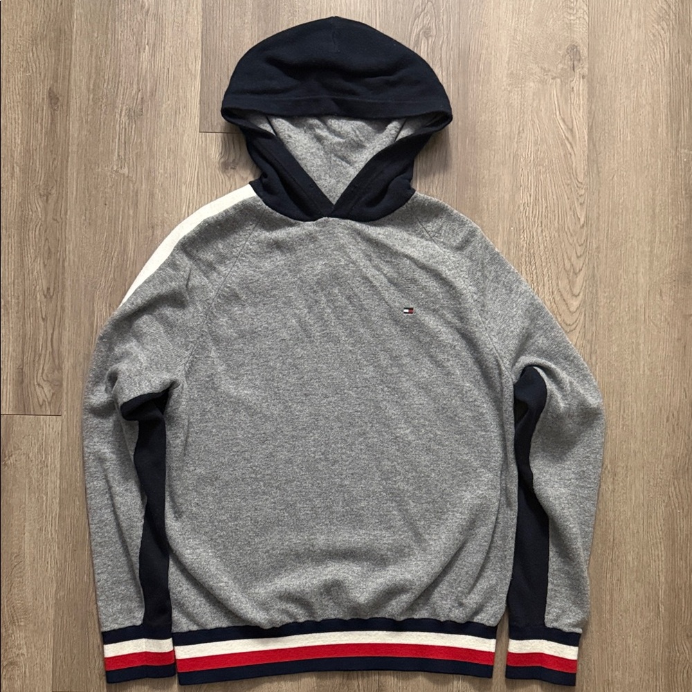Tommy Hilfiger Gray, Navy & Red Hooded Sweater